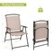 Costway 2 pcs Patio Folding Sling Dining Chairs Armrests Steel Frame Outdoor Beige/Grey